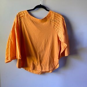 Maeve Anthropologie Charlotte Pintucked Blouse Top Bell Sleeves Honey M